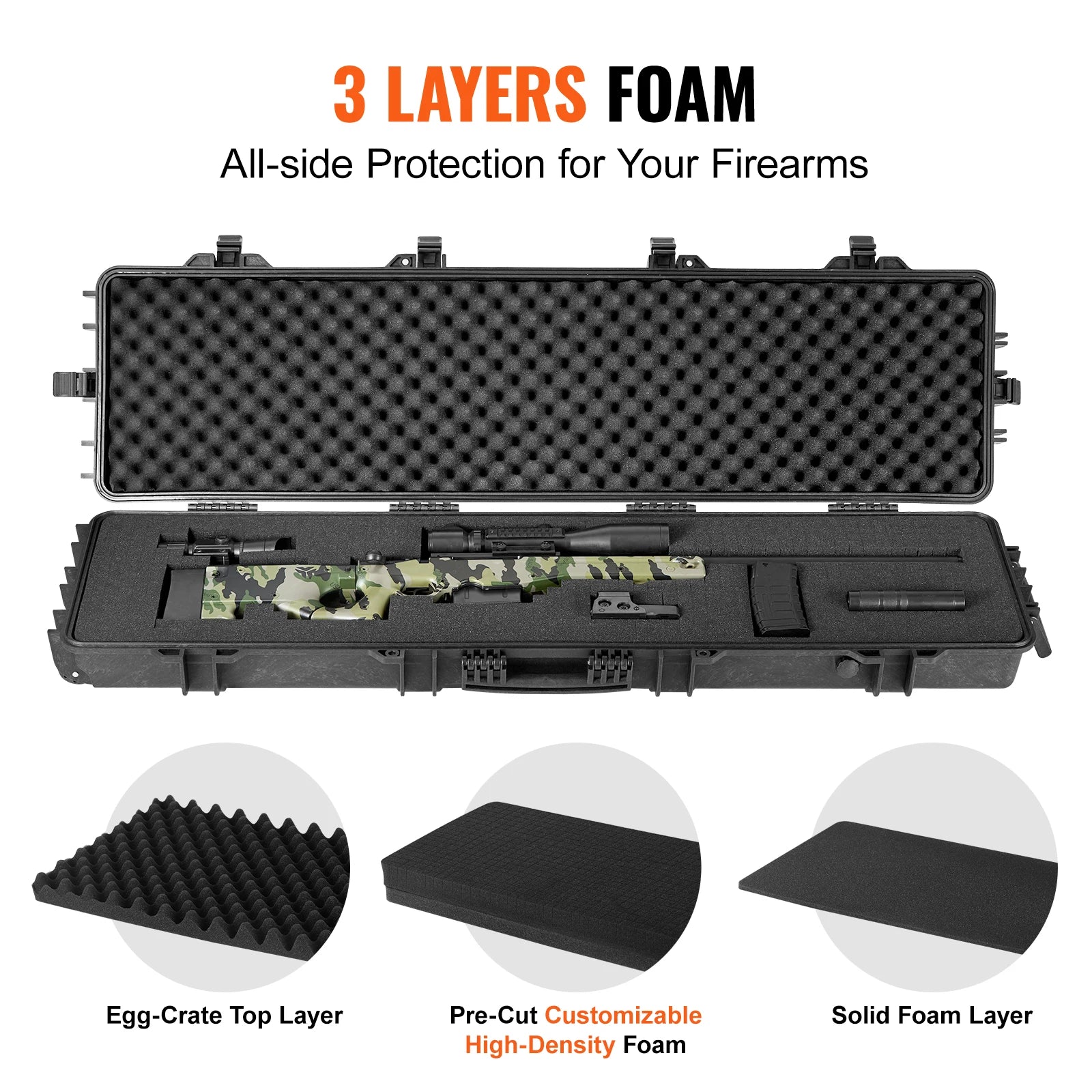 Rifle Hard Case Portable Long Gun  Suitcase With Casters