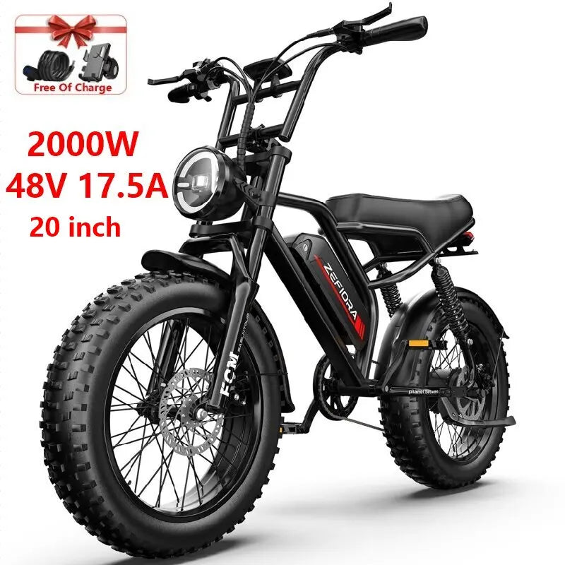 14 20 inch Electric fat bike 1000w 2000w 30-50MPH 30-60Miles Adjustable front brake seat,For Cycling Electric Bicycle