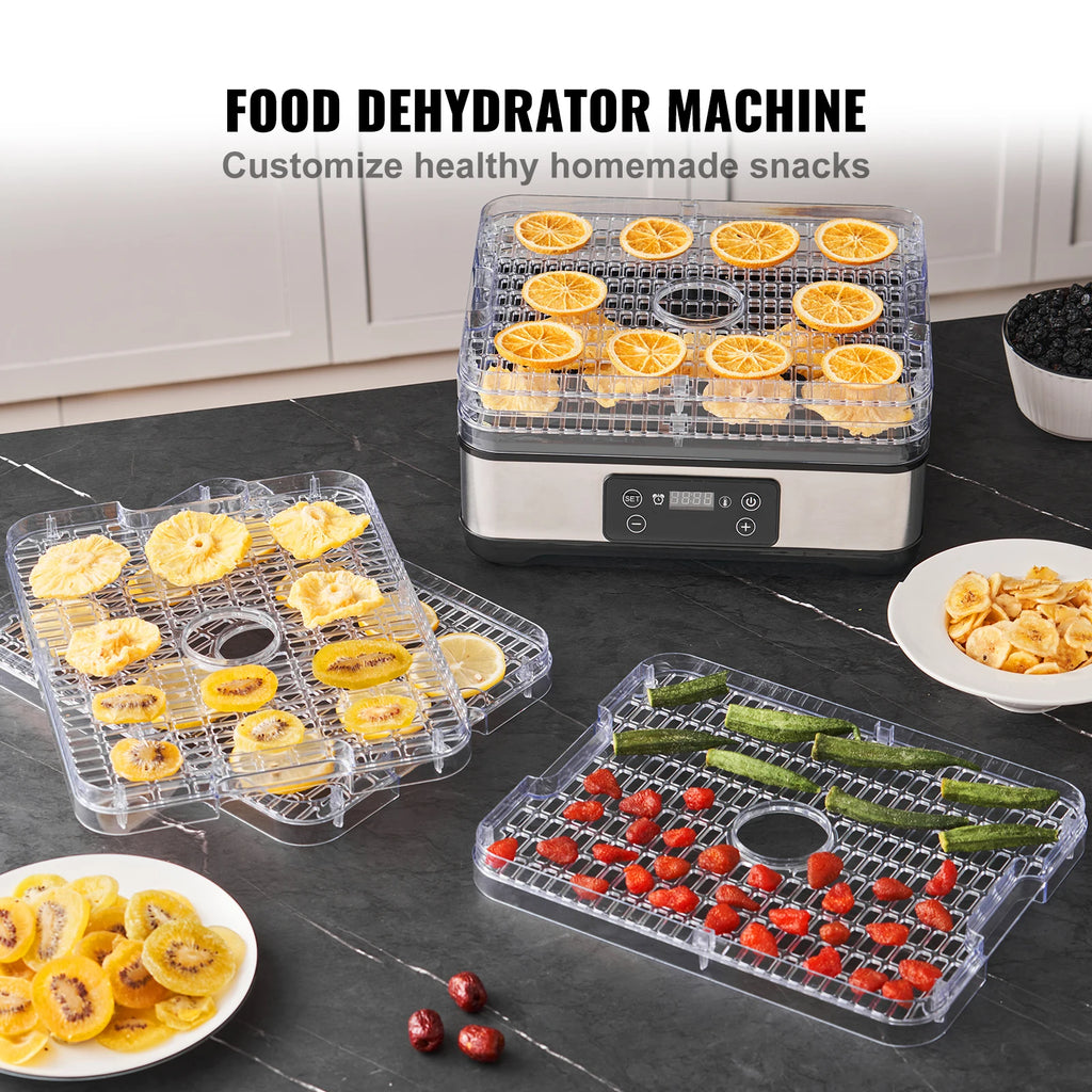 5 Tray Food Dehydrator Machine 300W Stainless Steel Electric Food Dryer