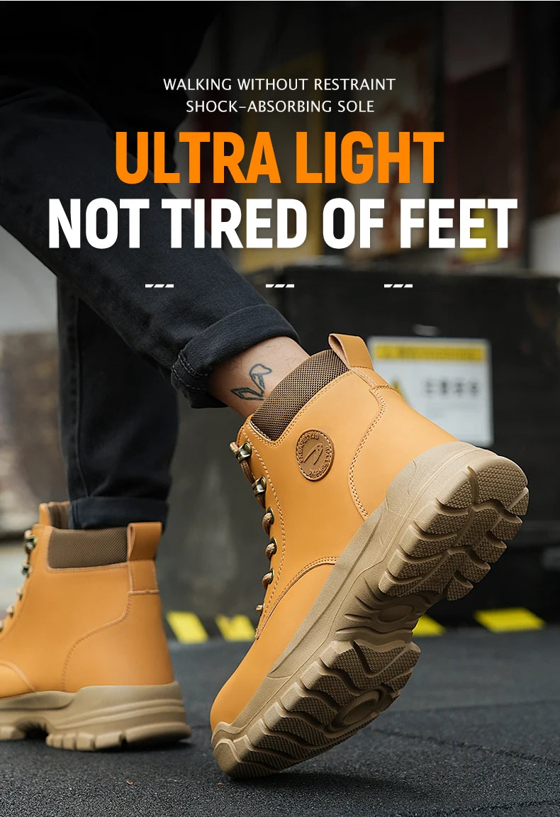 High-top PU anti-smash anti-puncture breathable safety boots