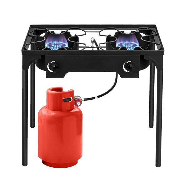 Outdoor Camp Stove High Pressure Propane Gas (Double Burner 150000-BTU)