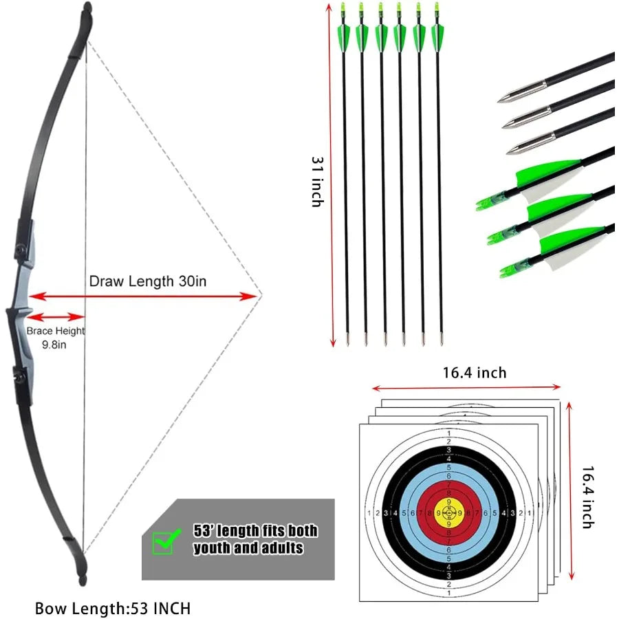 Archery Bow and Arrow  Takedown Recurve  20lbs