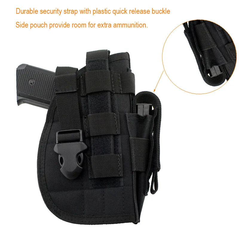 Tactical Pistol Holster Adjustable Right Hand Pistol Holster with Magazine Pouch