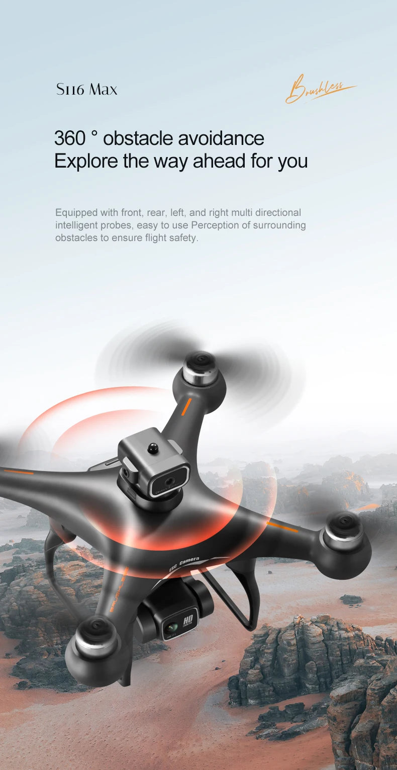 Drone  with 3 Batteries 8K Dual Camera Optical Flow Brushless 360°