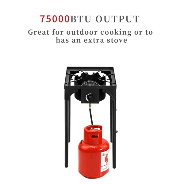 Outdoor Camp Stove High Pressure Propane Gas  (Single Burner 75000-BTU)