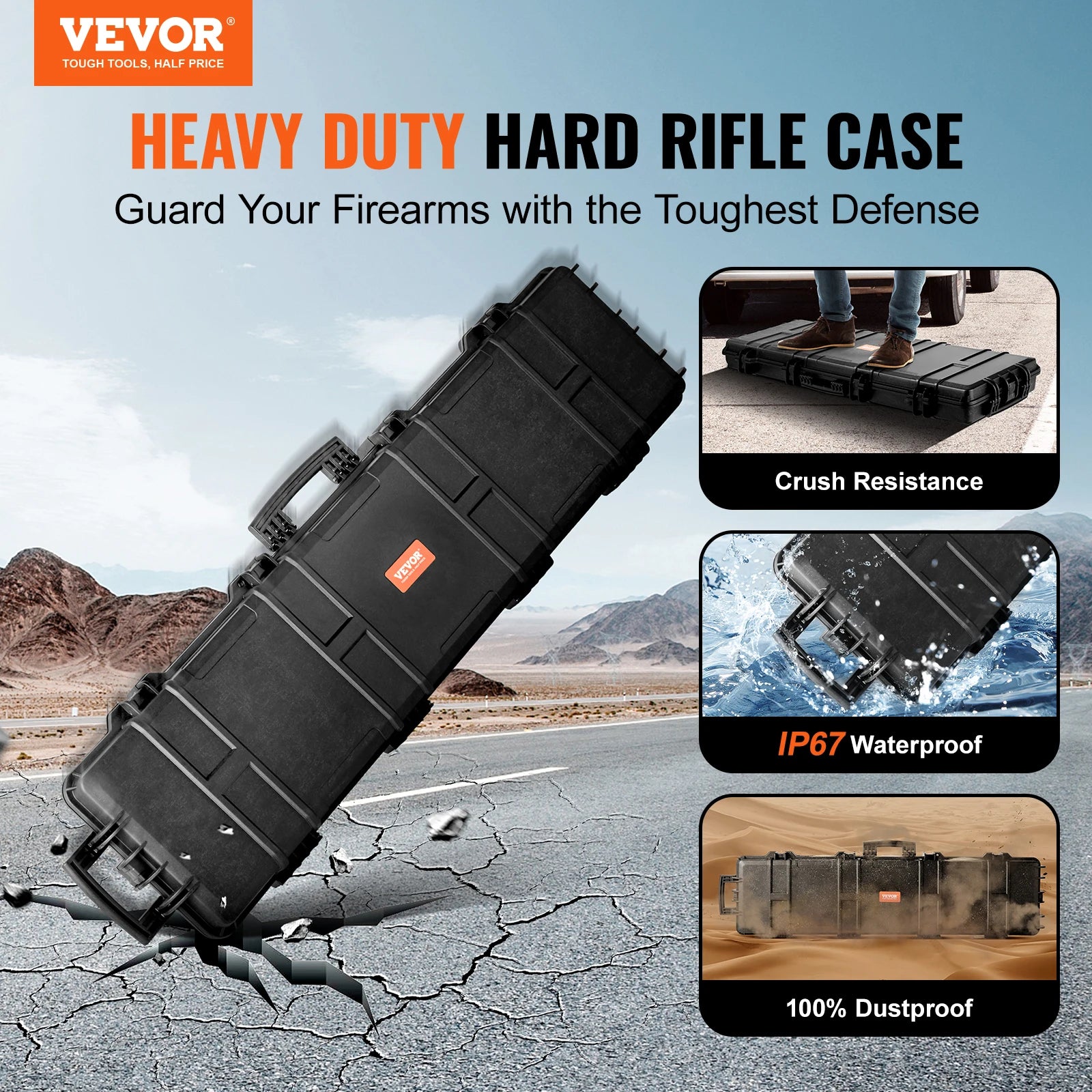 Rifle Hard Case Portable Long Gun  Suitcase With Casters