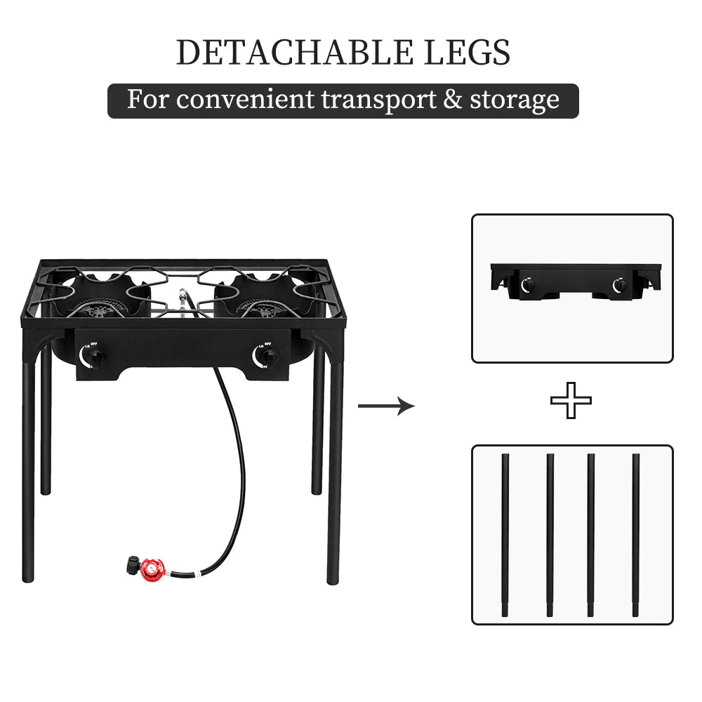 Outdoor Camp Stove High Pressure Propane Gas (Double Burner 150000-BTU)