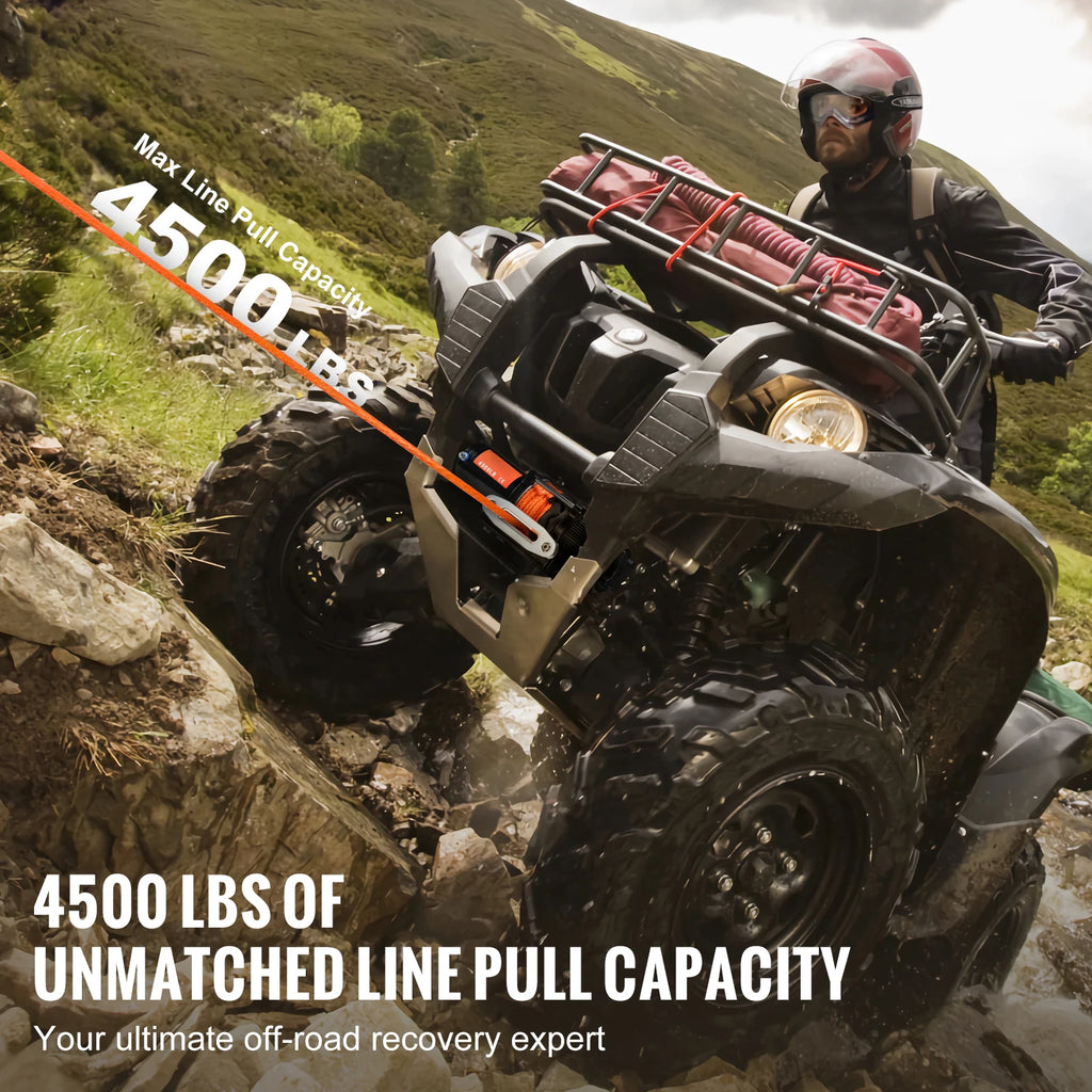 4500lbs ATV/UTV Electric Winch 12V with 39ft Synthetic Rope Wireless & Wired Remote Control