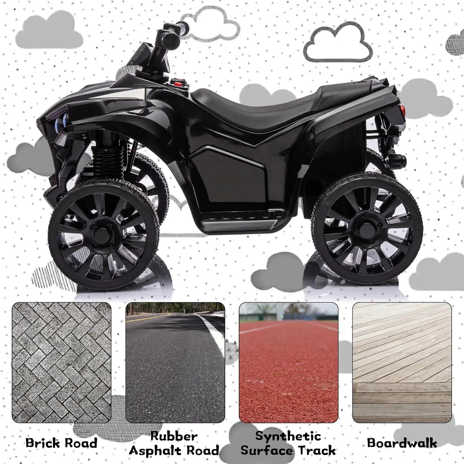 6V Ride on Toy, Kids ATV 4 Wheeler with 1.8MPH Max Speed, Music & Foot Pedal