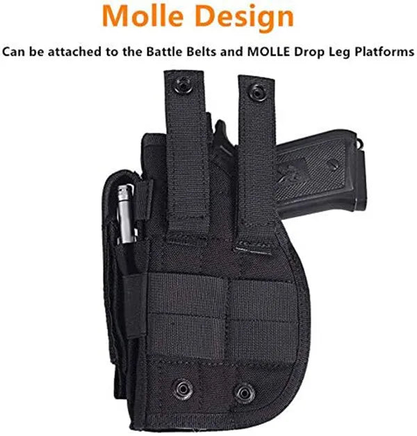 Tactical Pistol Holster Adjustable Right Hand Pistol Holster with Magazine Pouch