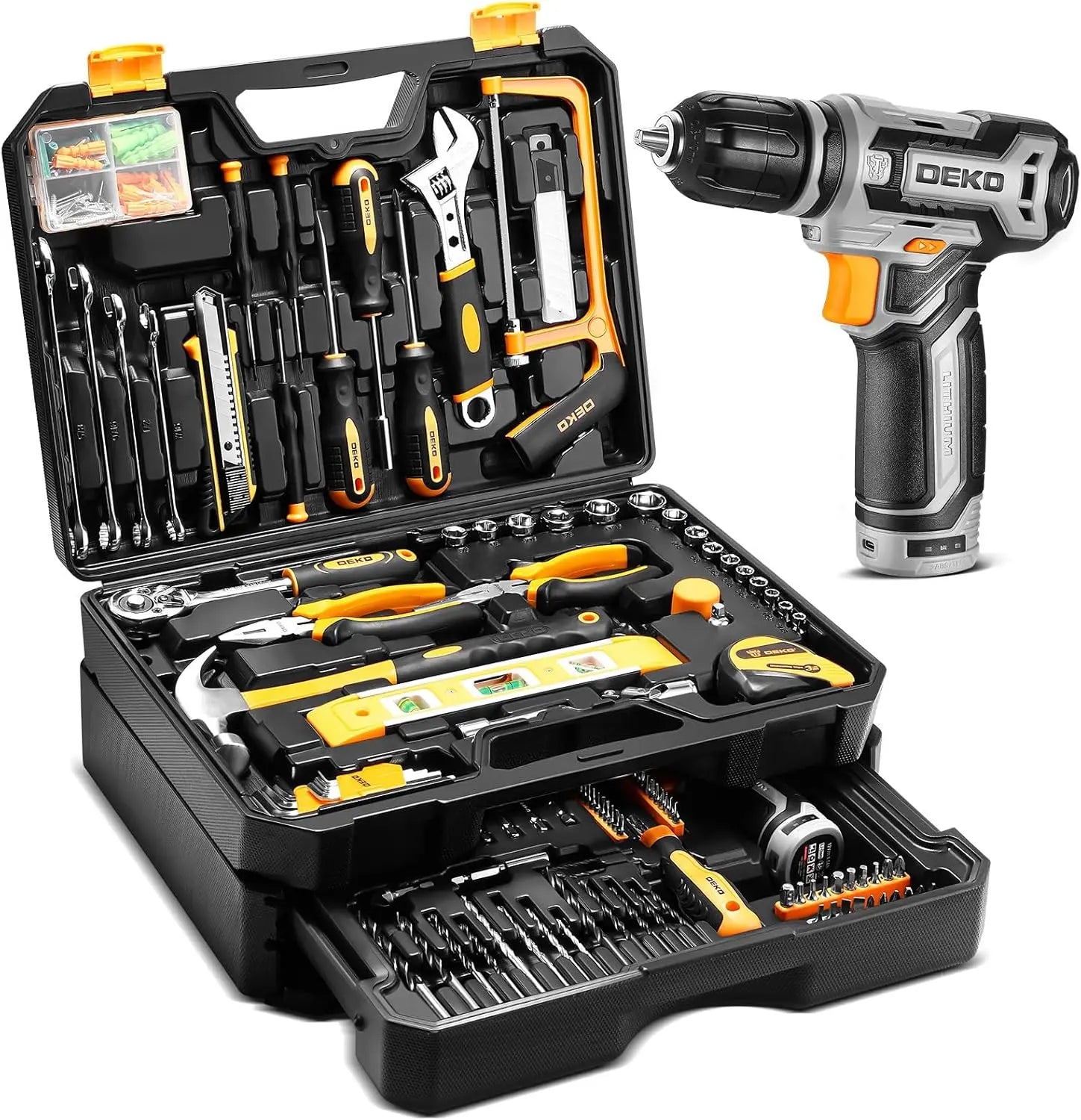 Mechanic Toolbox with 12V Power Cordless Drill
