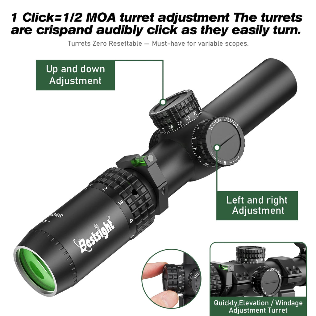 1-5X24 Tactical Optical Scope Red and Green Illuminated  Compact Scope Sight