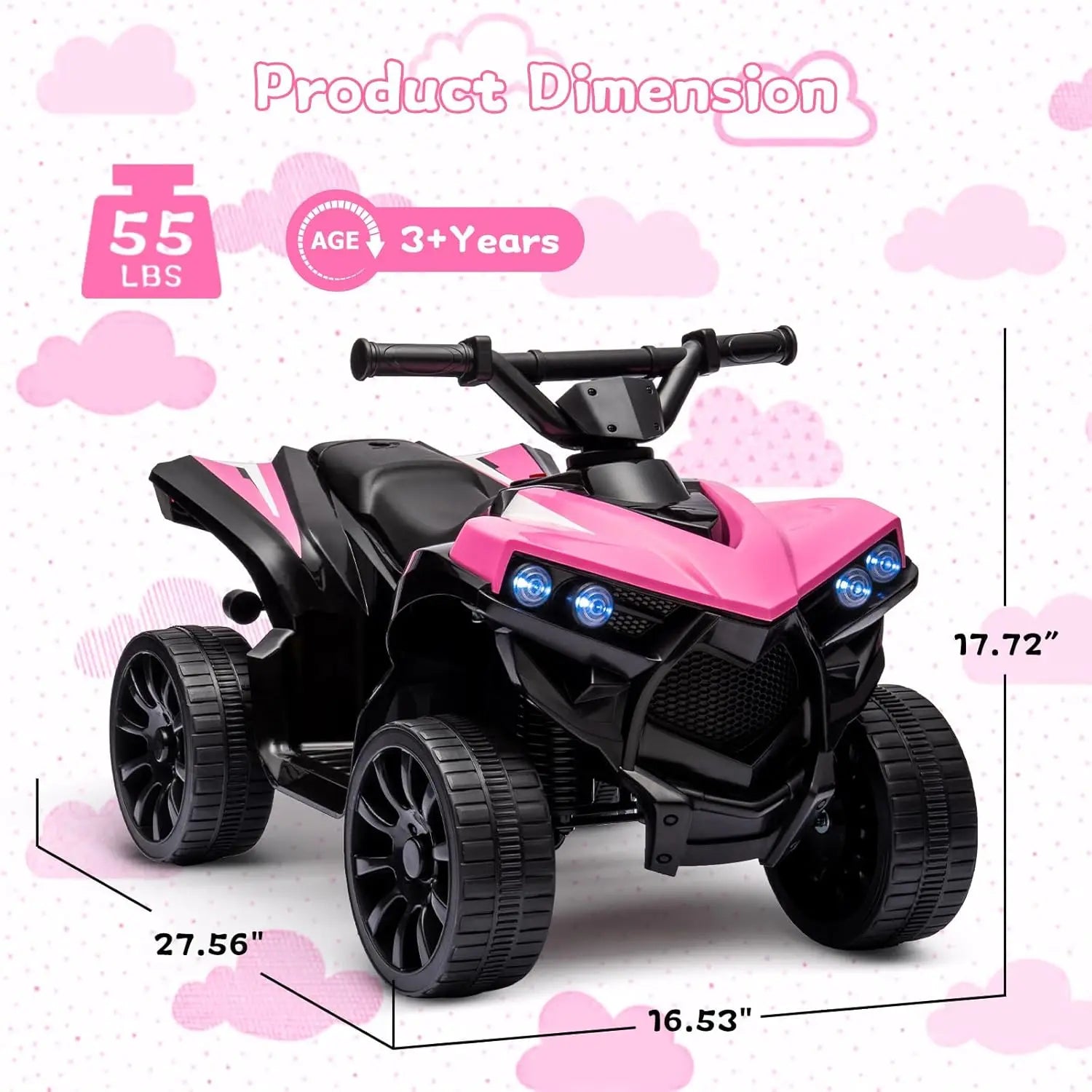 6V Ride on Toy, Kids ATV 4 Wheeler with 1.8MPH Max Speed, Music & Foot Pedal