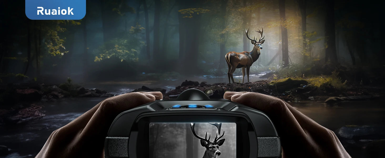 4K Night Vision Binoculars 32GB Infrared Night Vision Goggles 3” Large Screen 8X Digital Zoom Tactical Light for Camping Hunting