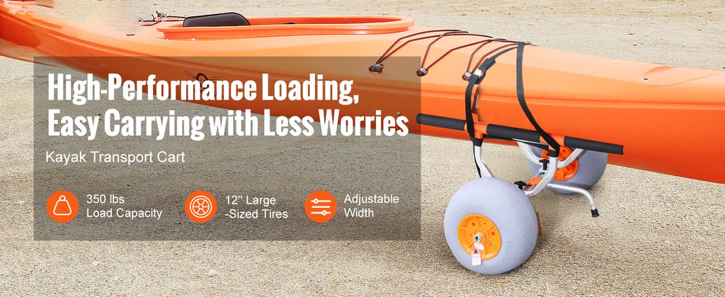 350lbs Kayak Trailer Cart Foldable Canoe, Kayak Trolley Cart with 12'' Tires