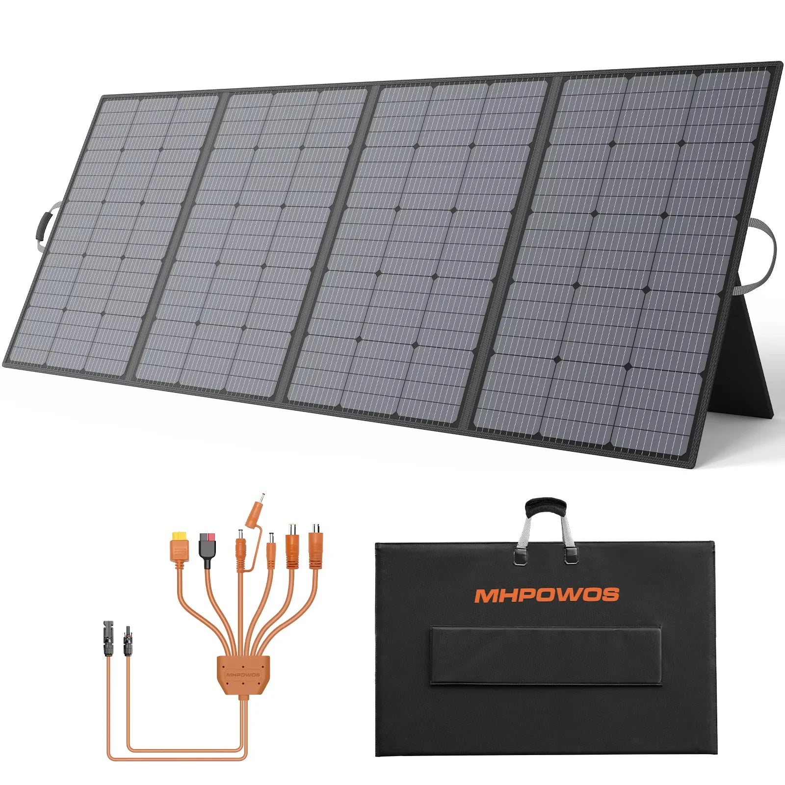 MHPOWOS 400W Portable Solar Panel, Lightweight Foldable Solar Panels with an Adjustable Kickstand, IP67 Waterproof Solar Charger