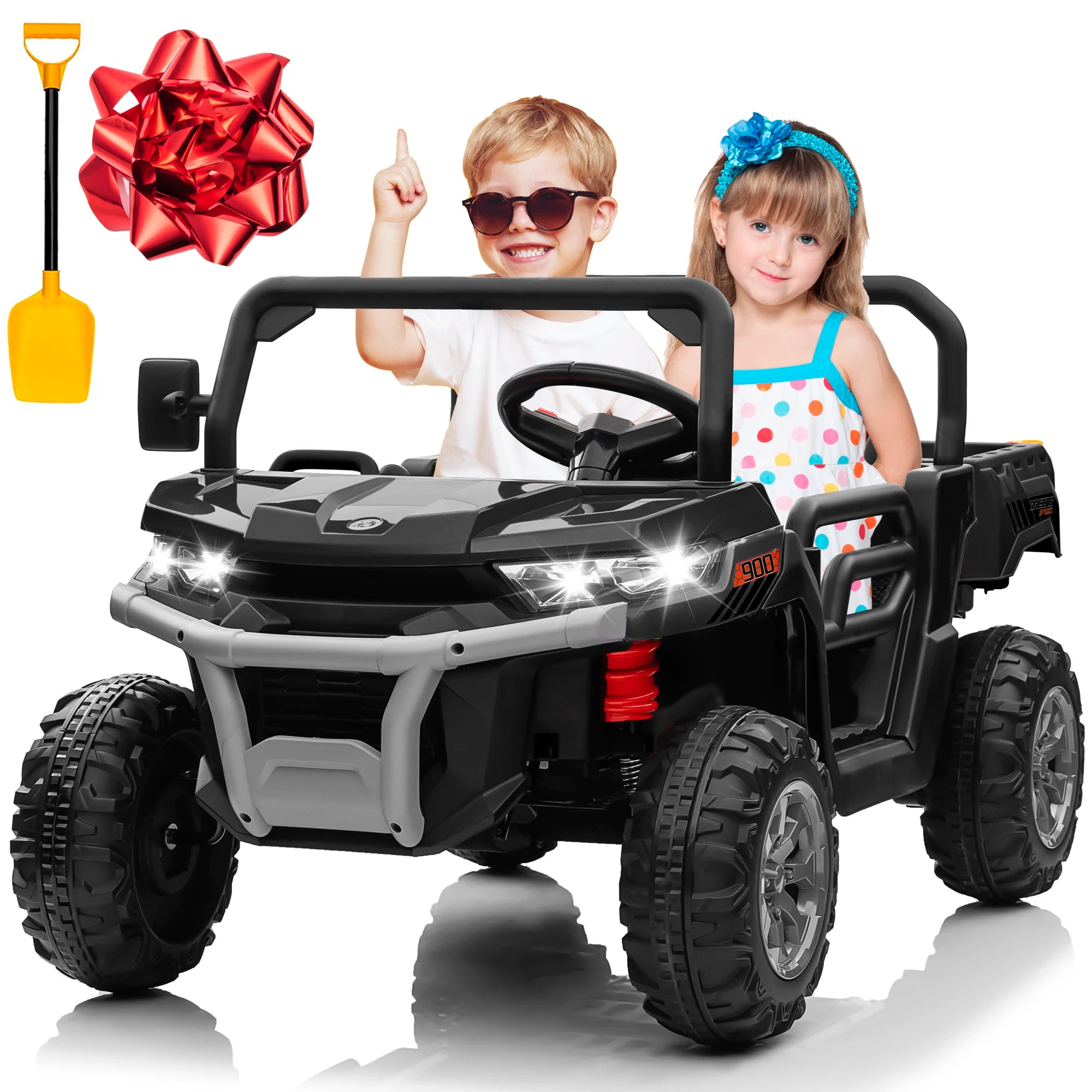 24V Ride on Dump Truck, 2 Seater Kids UTV Electric Car w/2.4G Remote Control, 4 Wheeler,