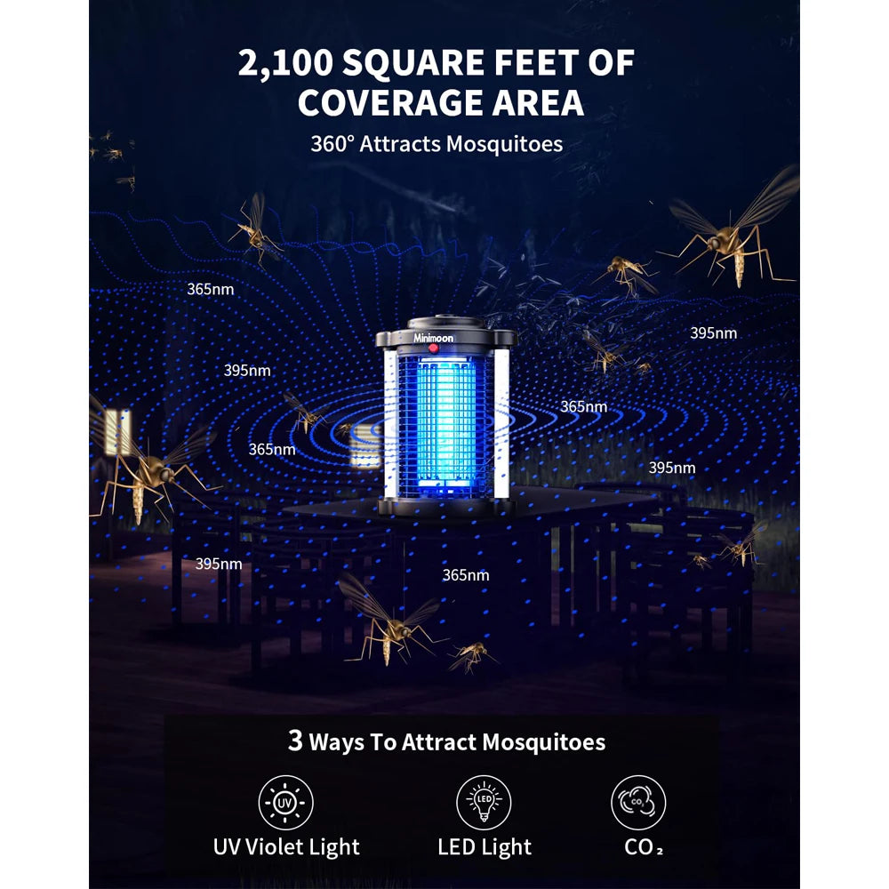 Bug Zapper Outdoor Mosquito Zapper with Dual LED Light 4200V Fly Zapper 15W Electric