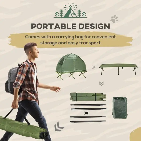 Camping Tent Cot, Single Person Folding Cot Combo, Off-Ground Tent