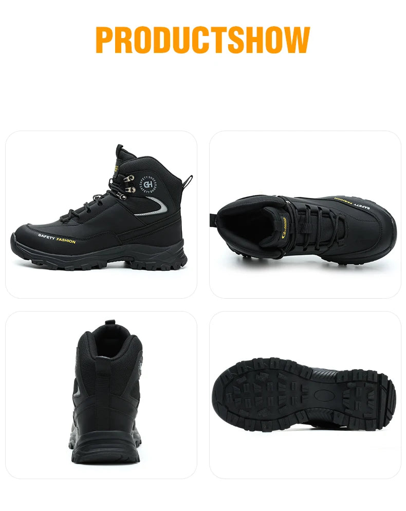 Men Steel Toe Work Shoes Anti-smash Anti-puncture