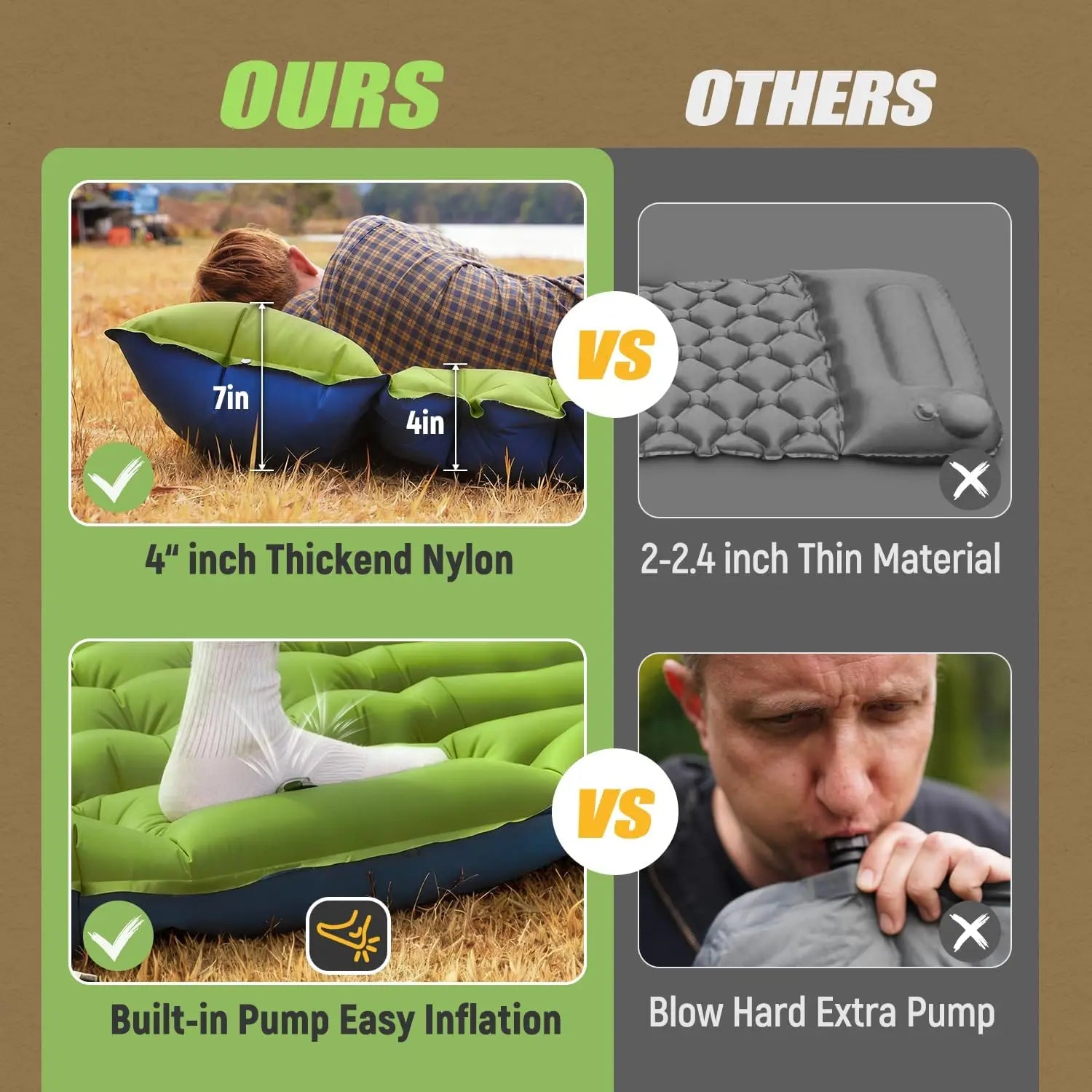 Self-Inflating 4" Thick Double Sleeping Pad