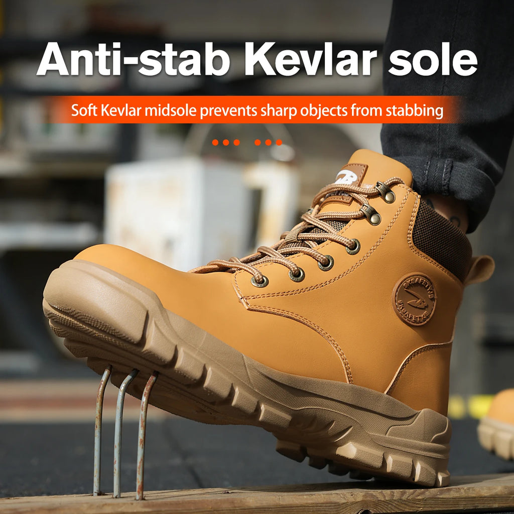 High-top PU anti-smash anti-puncture breathable safety boots