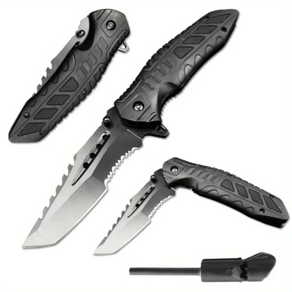 Tactical Folding Knife with Serrated Blade, Glass Breaker