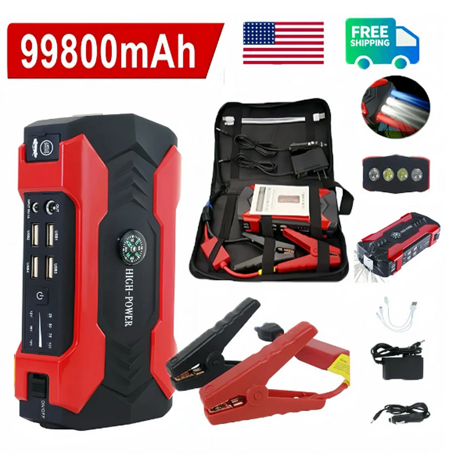 12V Car Jump Starter, LED Flashlight Portable Battery Jump Box