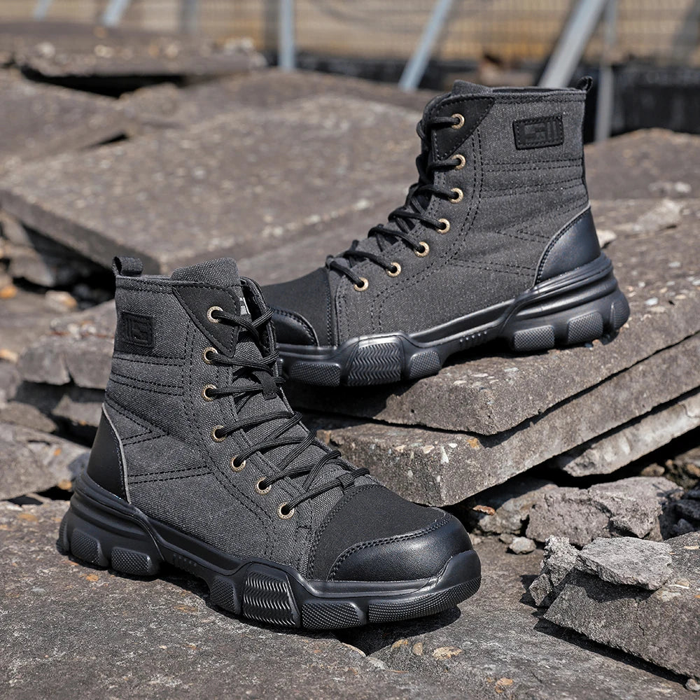 Canvas Light Breathable Work Steel Toe Shoes