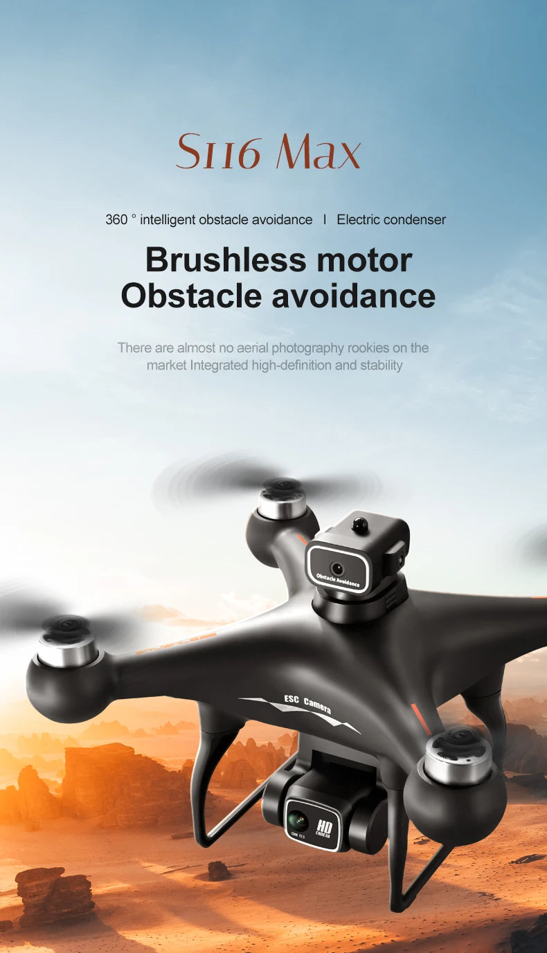 Drone  with 3 Batteries 8K Dual Camera Optical Flow Brushless 360°