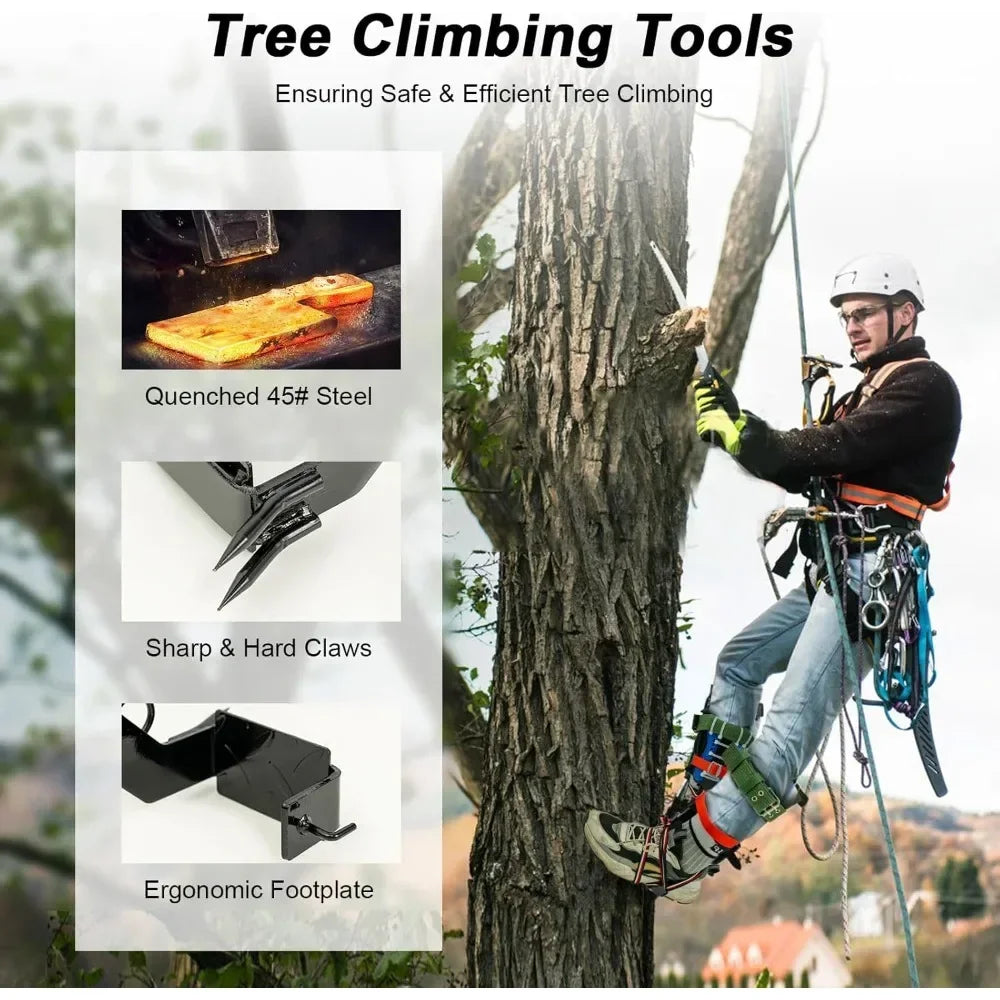 Tree Climbing Equipment Set Crampons Climbing Harness Safety Belt Spike Set 100 kg