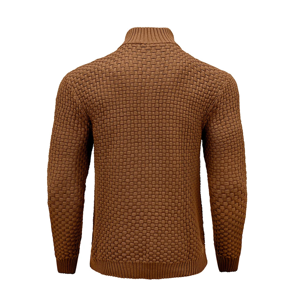 Men's Sweater  Polo Zip Pullover Cable Knit Mock Neck Turtleneck Top US Size