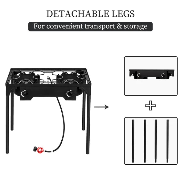 Outdoor Camp Stove High Pressure Propane Gas (Double Burner 150000-BTU)