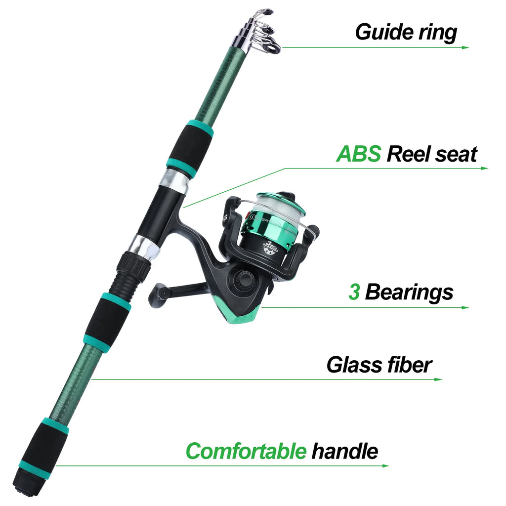 Spinning Fishing Rod and Reel Combo1.8M Telescopic Rod