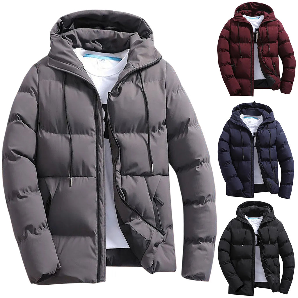Men's Winter Parkas Versatile Solid Zipper Hooded