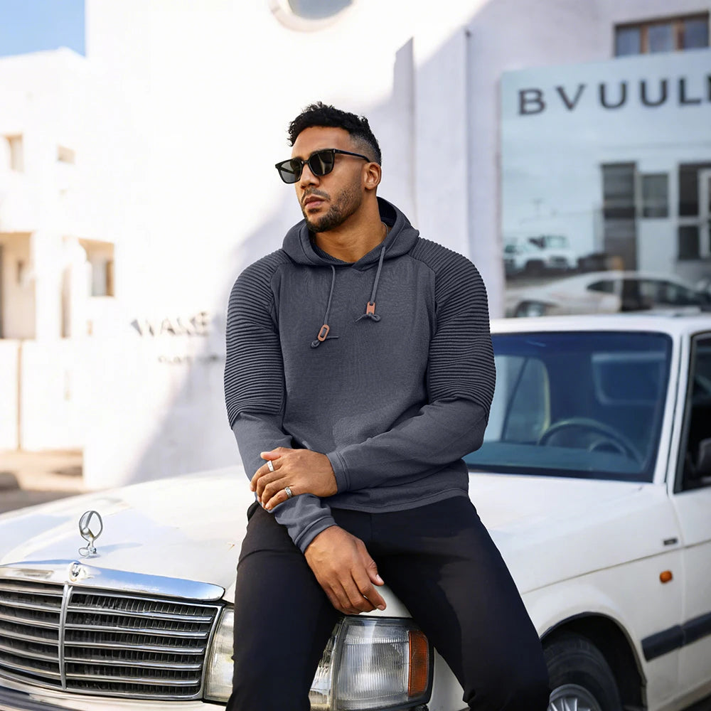 Men's Sweatshirt Spring Casual Knit Pullover Sweater Hoodies Drawstring Hooded