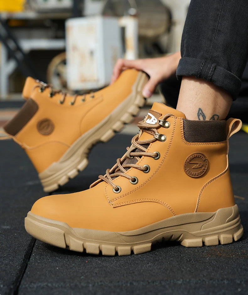 High-top PU anti-smash anti-puncture breathable safety boots