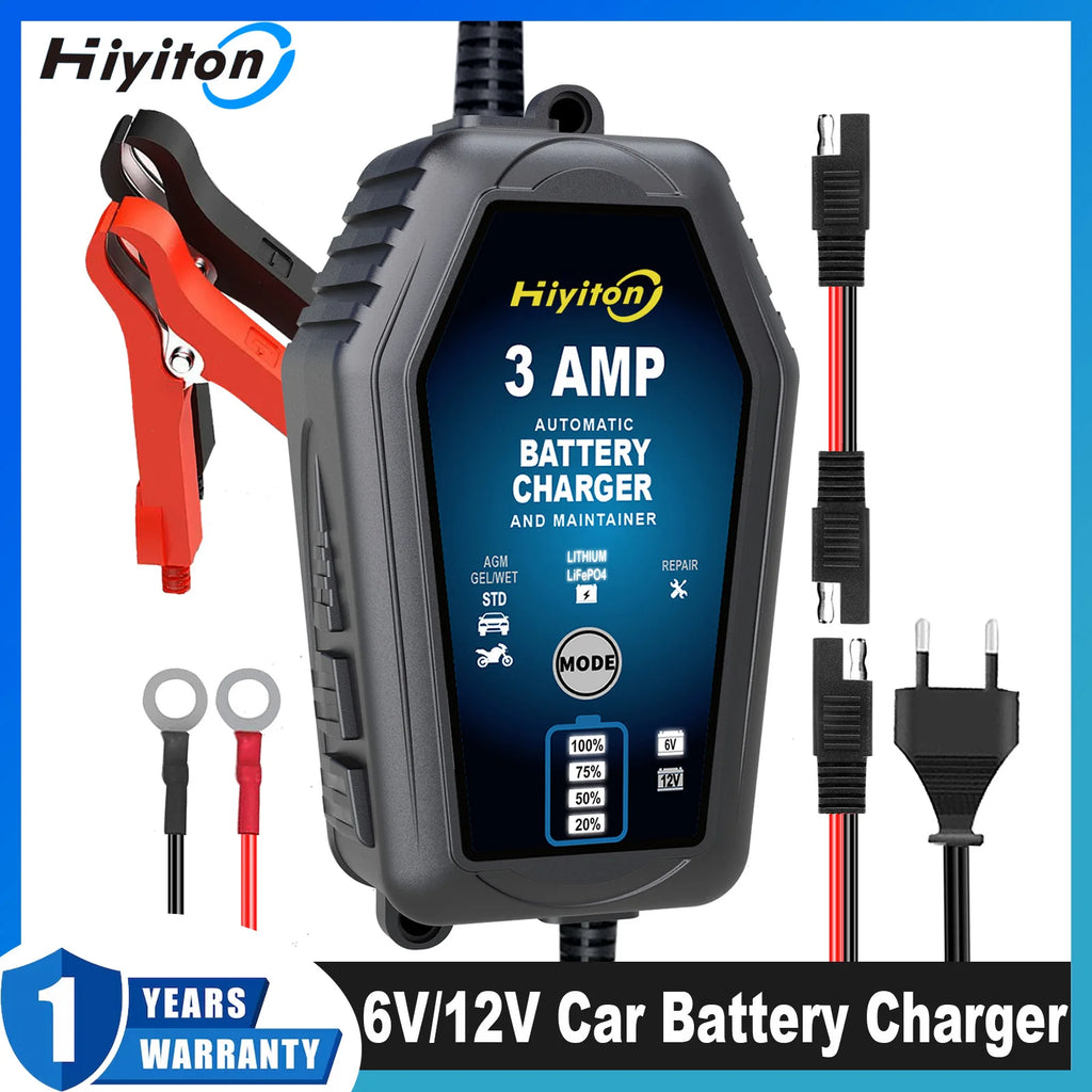 6V 12V 3000mA Car Smart Battery Charger