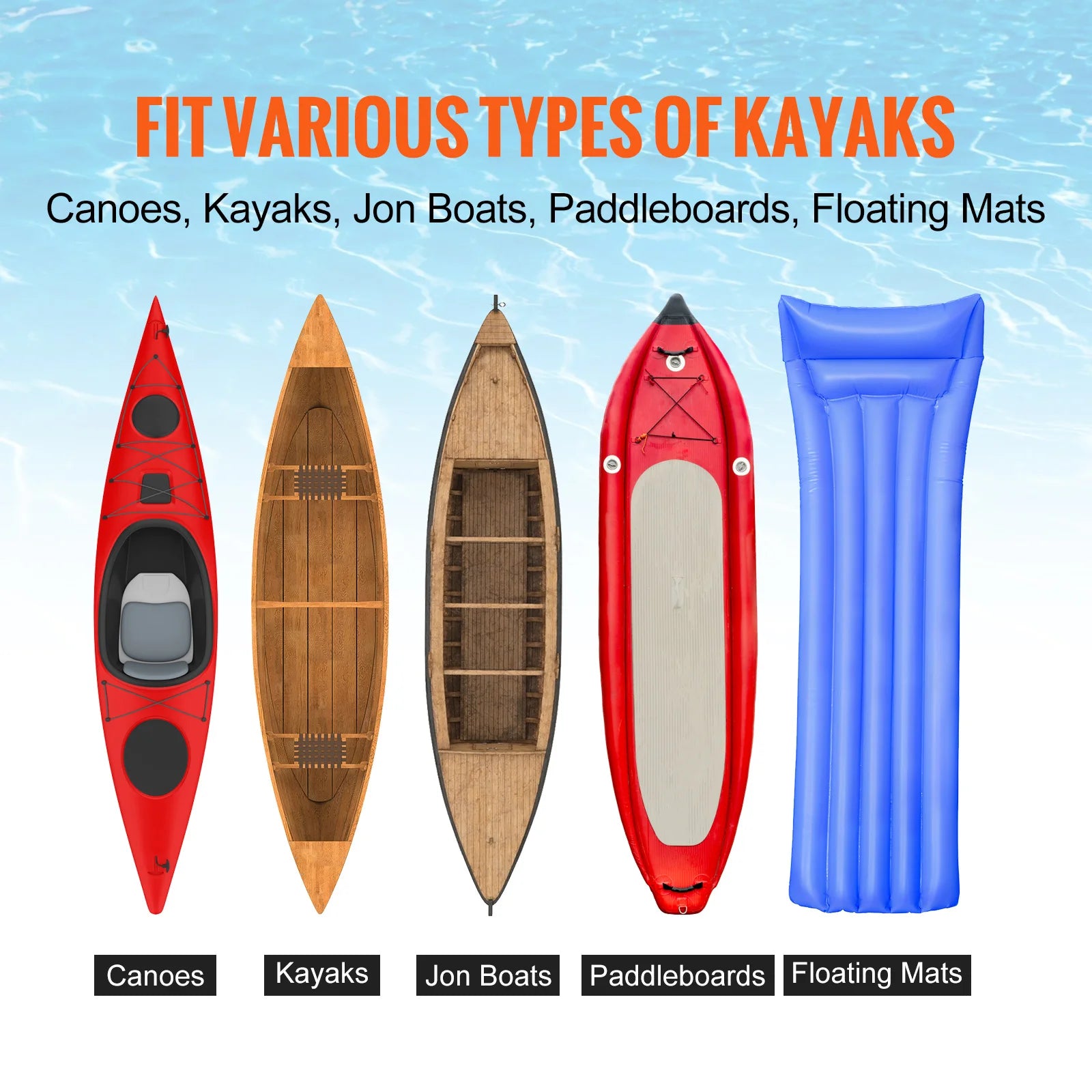 350lbs Kayak Trailer Cart Foldable Canoe, Kayak Trolley Cart with 12'' Tires