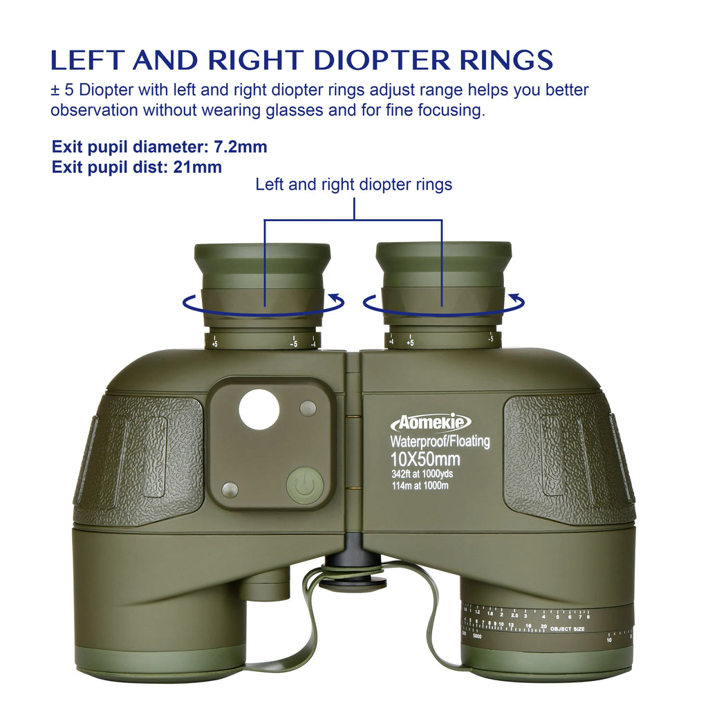 10X50 HD Marine Binoculars with Rangefinder Compass