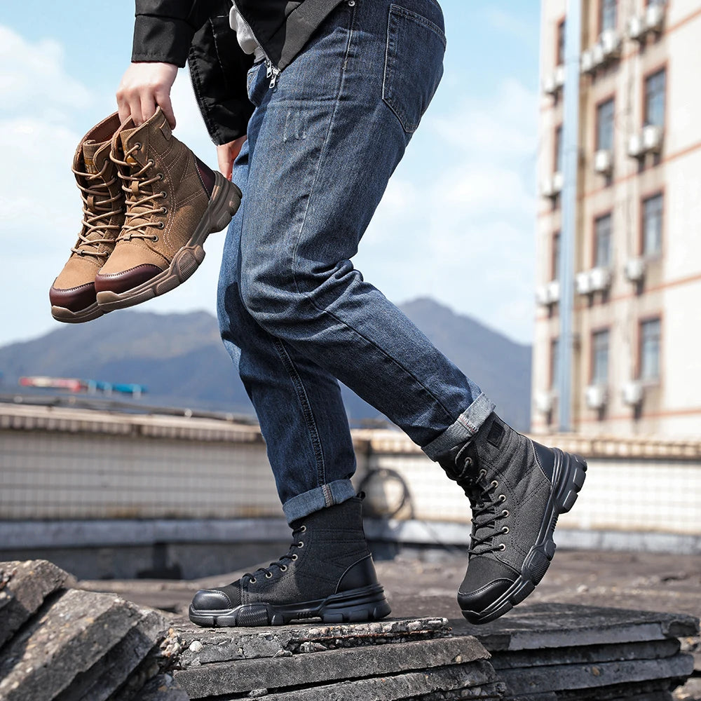 Canvas Light Breathable Work Steel Toe Shoes
