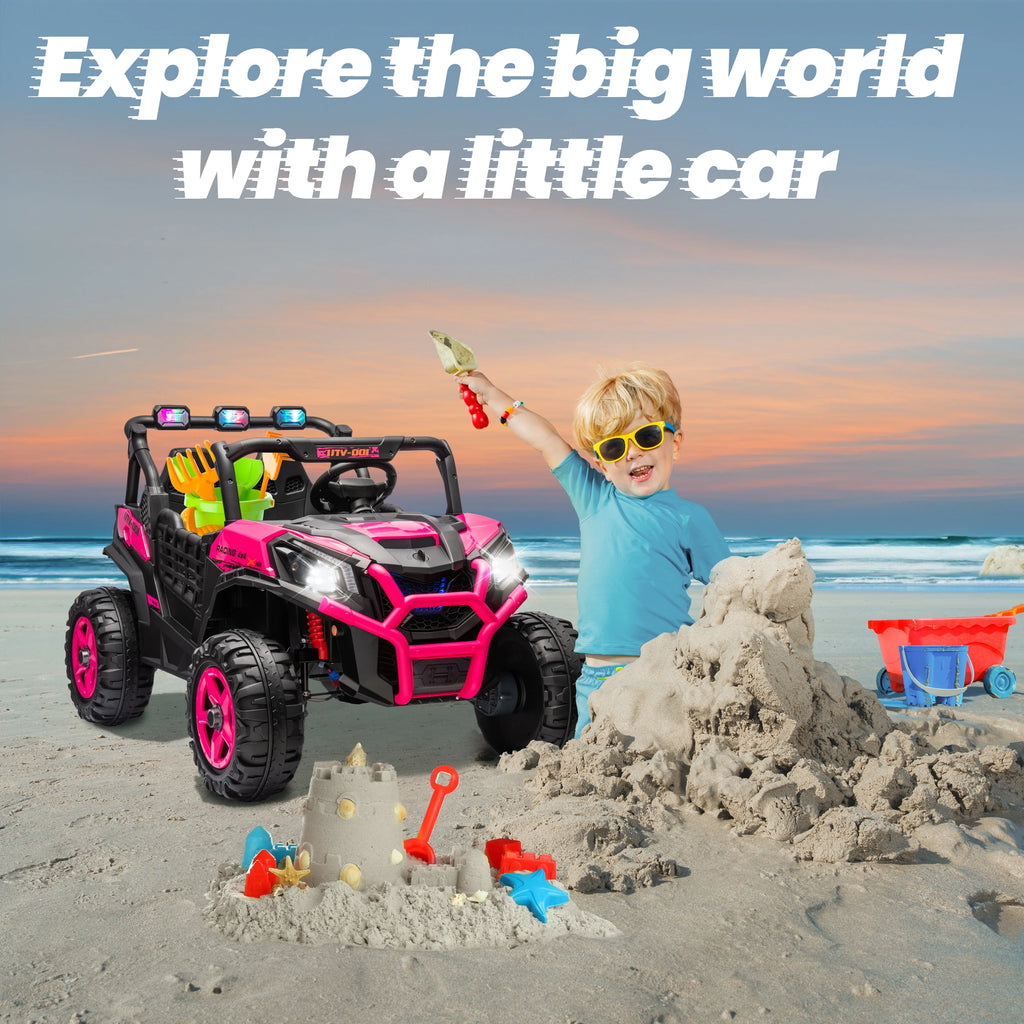 24V XL 2 Seater Ride on Toys Car, 2WD/4WD Switchable Off-Road  Battery Power, 3-Speed Remote Control