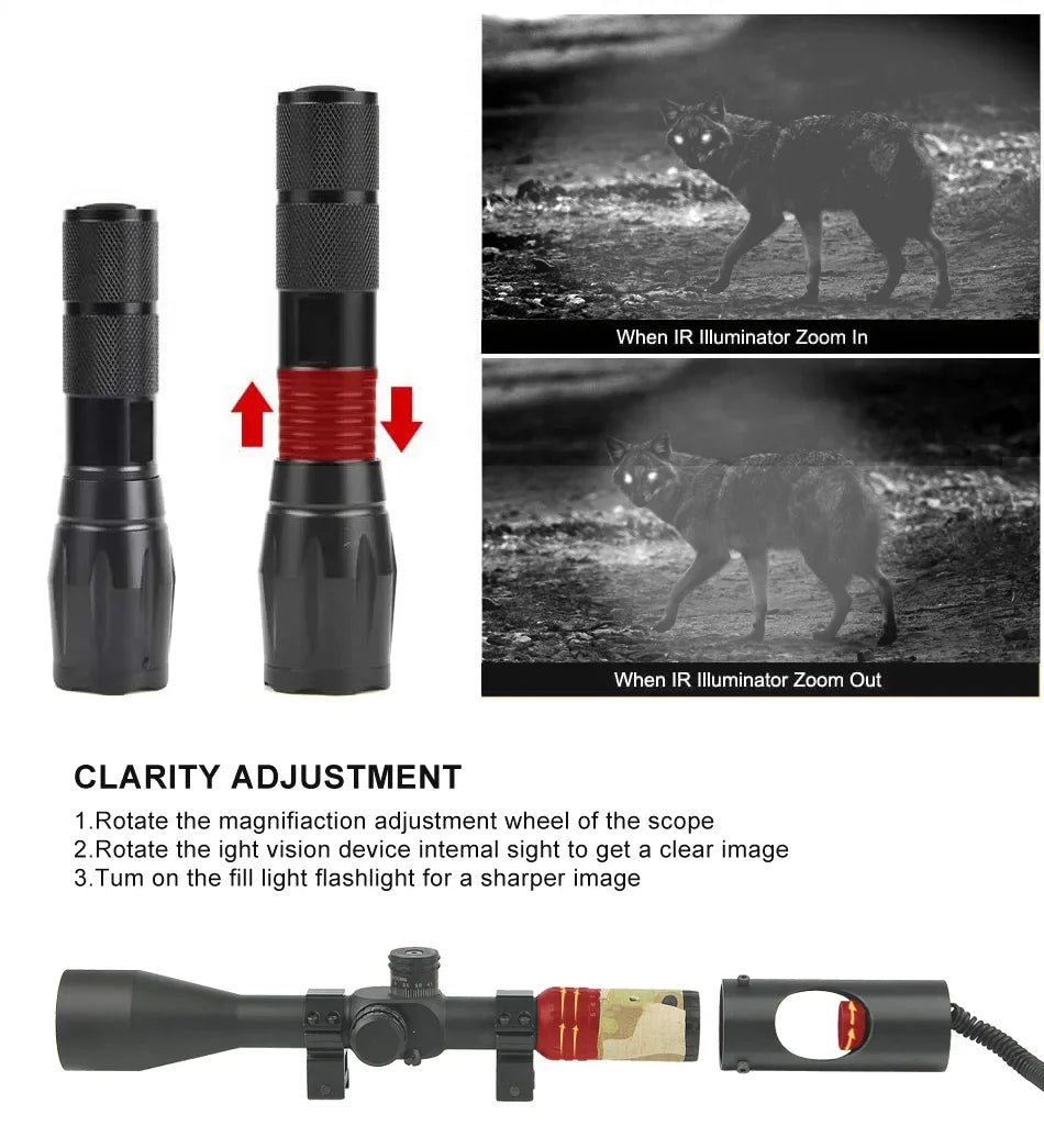 Night Vision Riflescope Hunting Scopes 850nm Infrared LED IR Waterproof Night Vision Hunting Camera