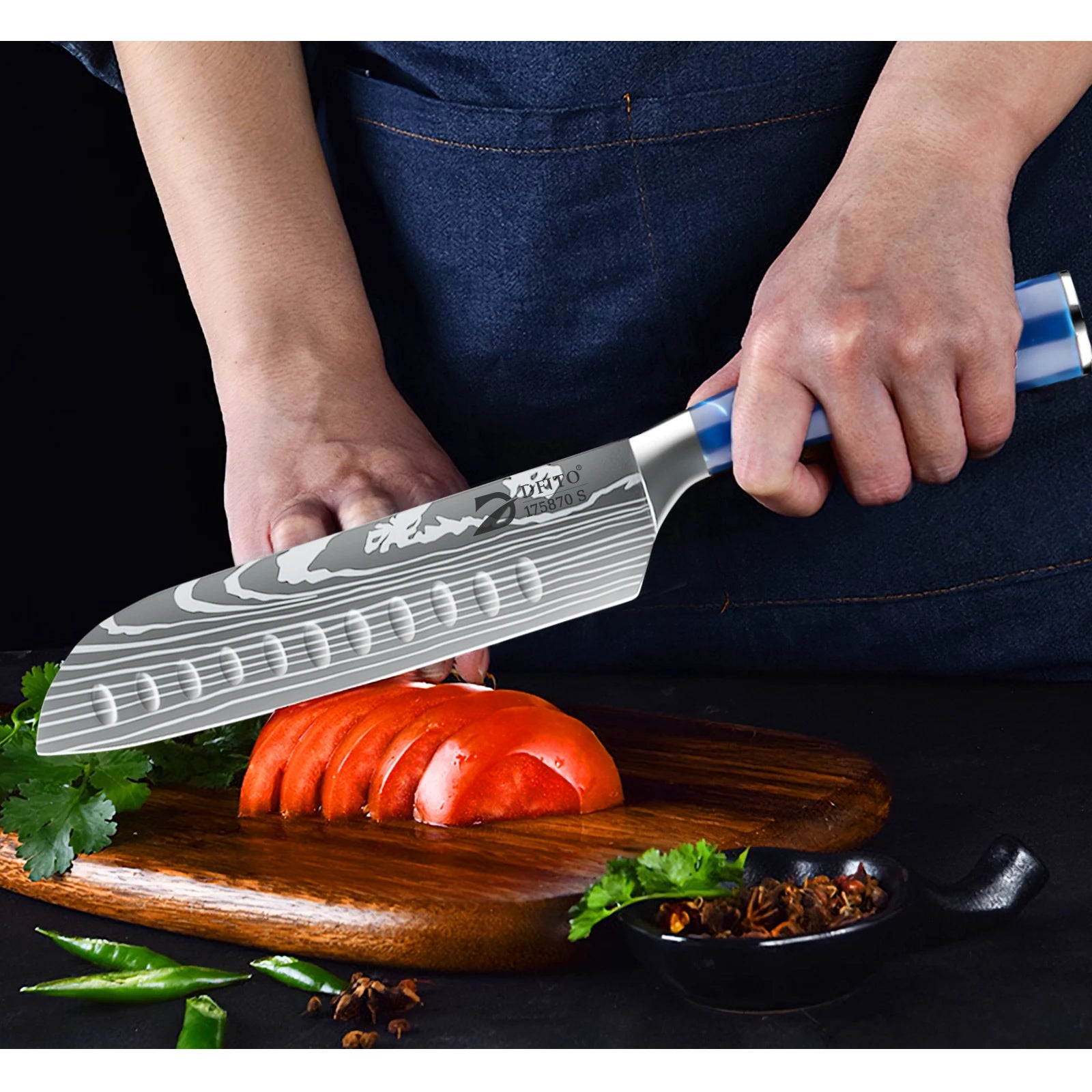 8PCS Utility Boning Knife Cleaver Meat Fruit Bread Knife with Cover
