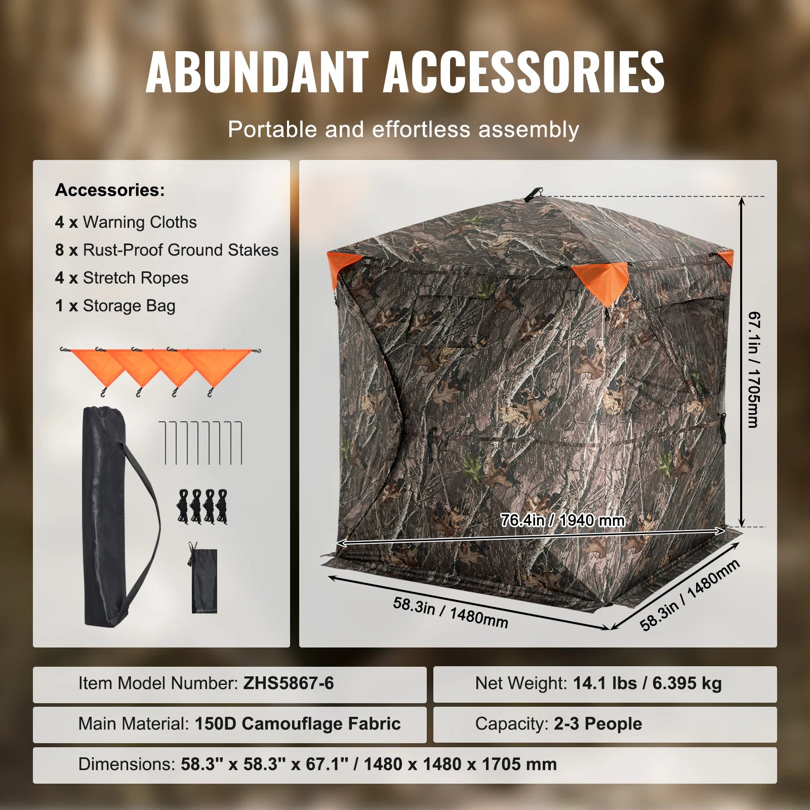 Hunting Blind with 270° See Through Mesh