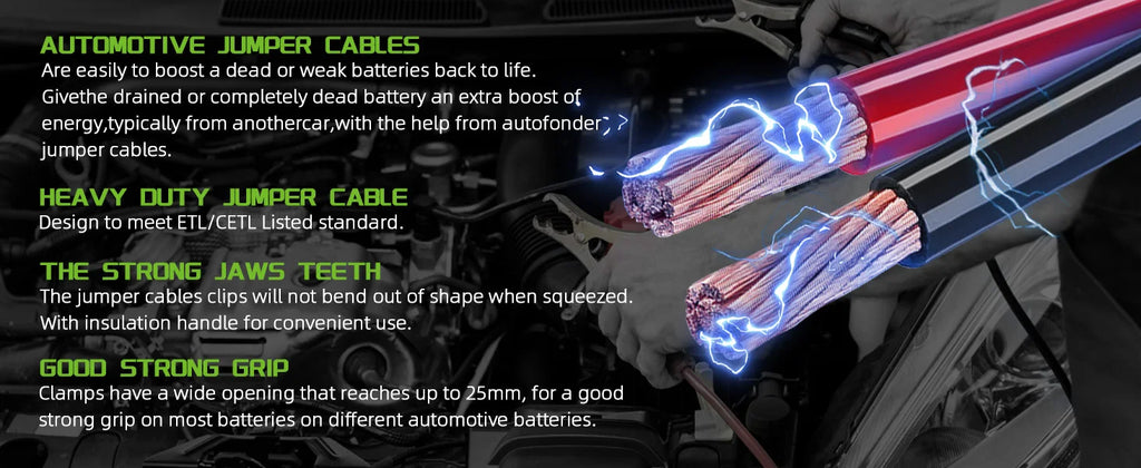 10 Guage Jumper Cables 12FT, Heavy Duty Automotive Booster Cables