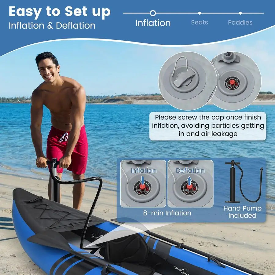 Inflatable Kayak, 2 Person Canoe with 507 lbs Capacity,