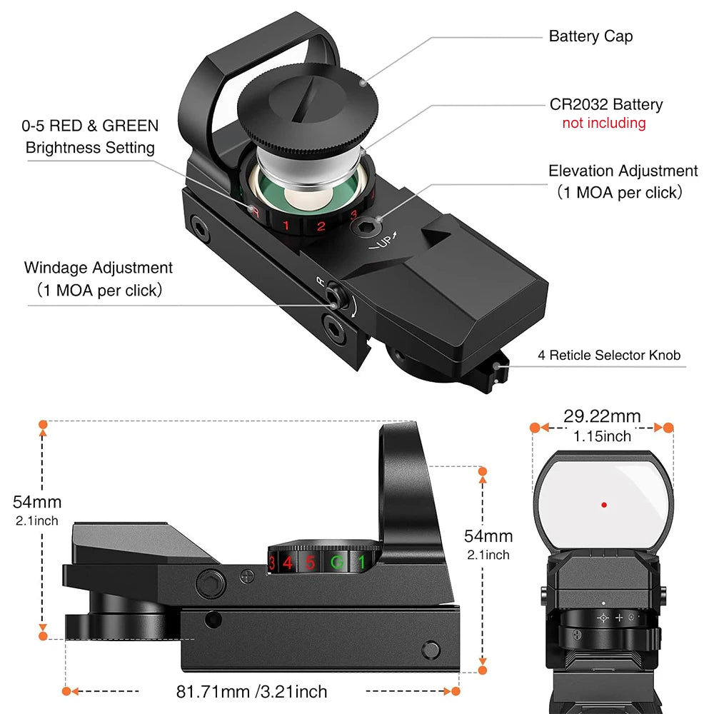 Tactical Red Green Dot Sight  with 20mm Rail