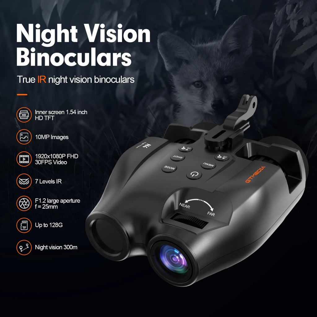 Night Vision Binoculars Featuring Adjustable Brightness 5x Zoom And 1080p