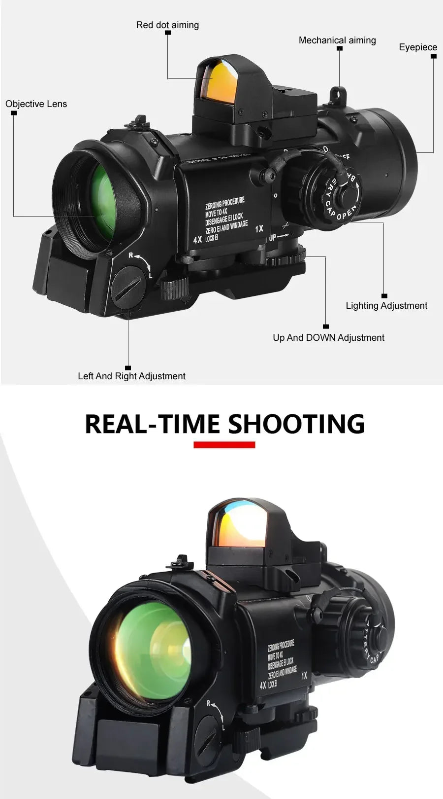1x-4x Fixed Dual Purpose Scope  Red Dot Scope Hunting Scopes